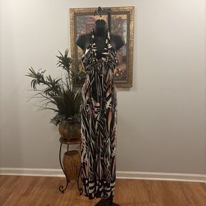 slim fit dress slacks Donna Morgan Women's Printed Straight Neck Maxi Dress - Multi - Size S main image 1